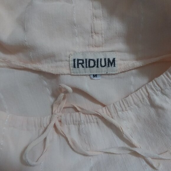 Iridium Top Pale Peach 100% Cotton Tortoise Tunic Top Drawstring Neckline Size M - Picture 4 of 8